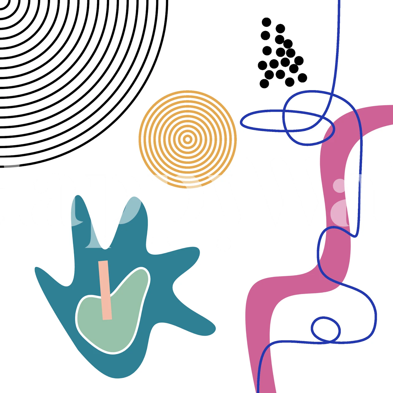 Colorful abstract geometric patterns with swirls and circles wallpaper