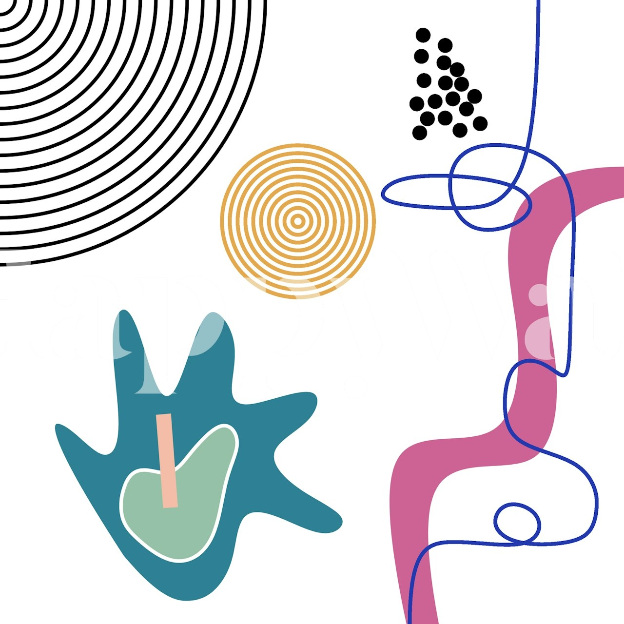 Colorful abstract geometric patterns with swirls and circles wallpaper