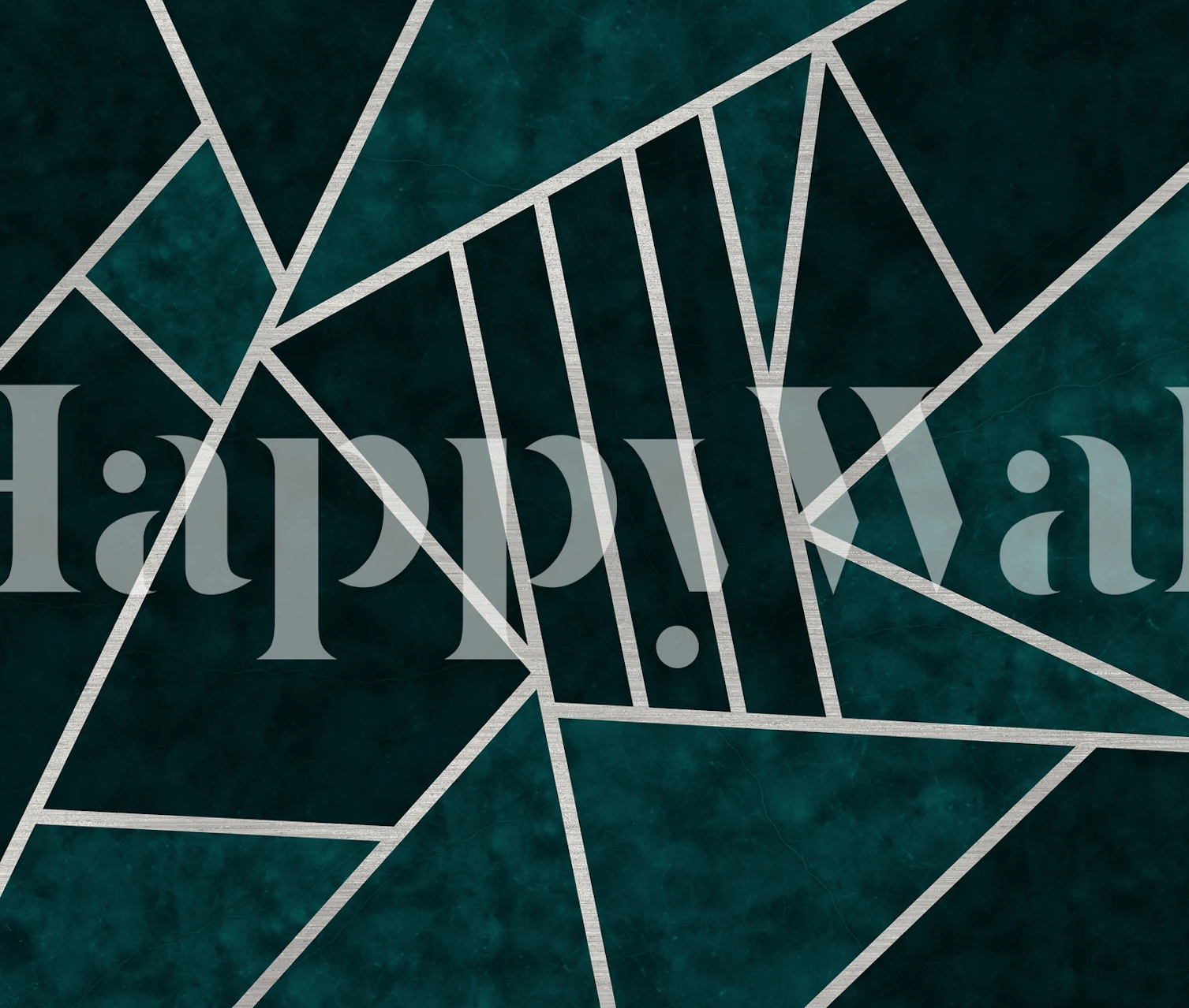 Dark Teal Geometric Stones wallpaper in a room