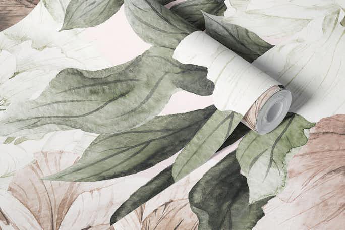Vintage blush floralwallpaper roll