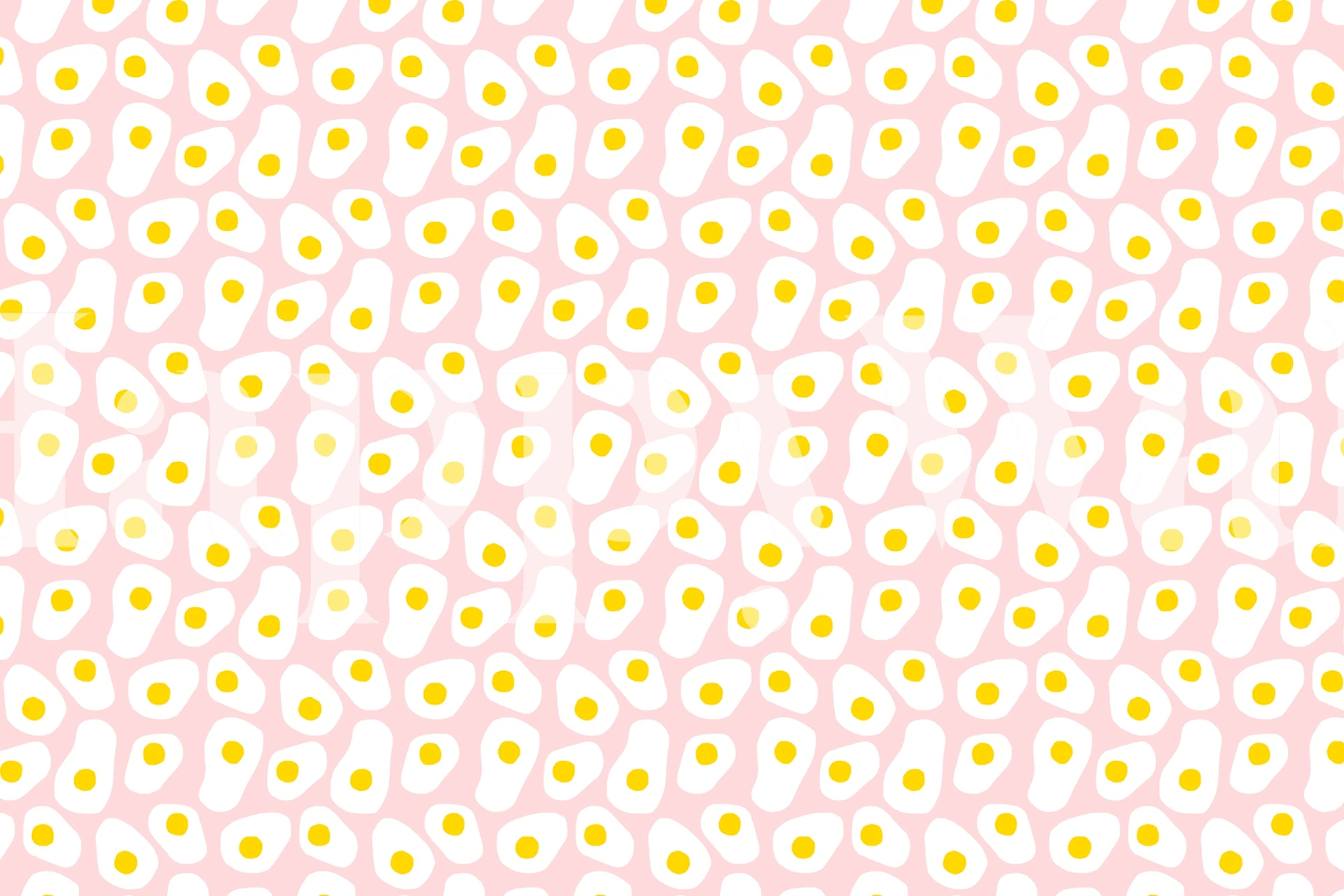 Speelse roze muurpapier met gele eimotieven