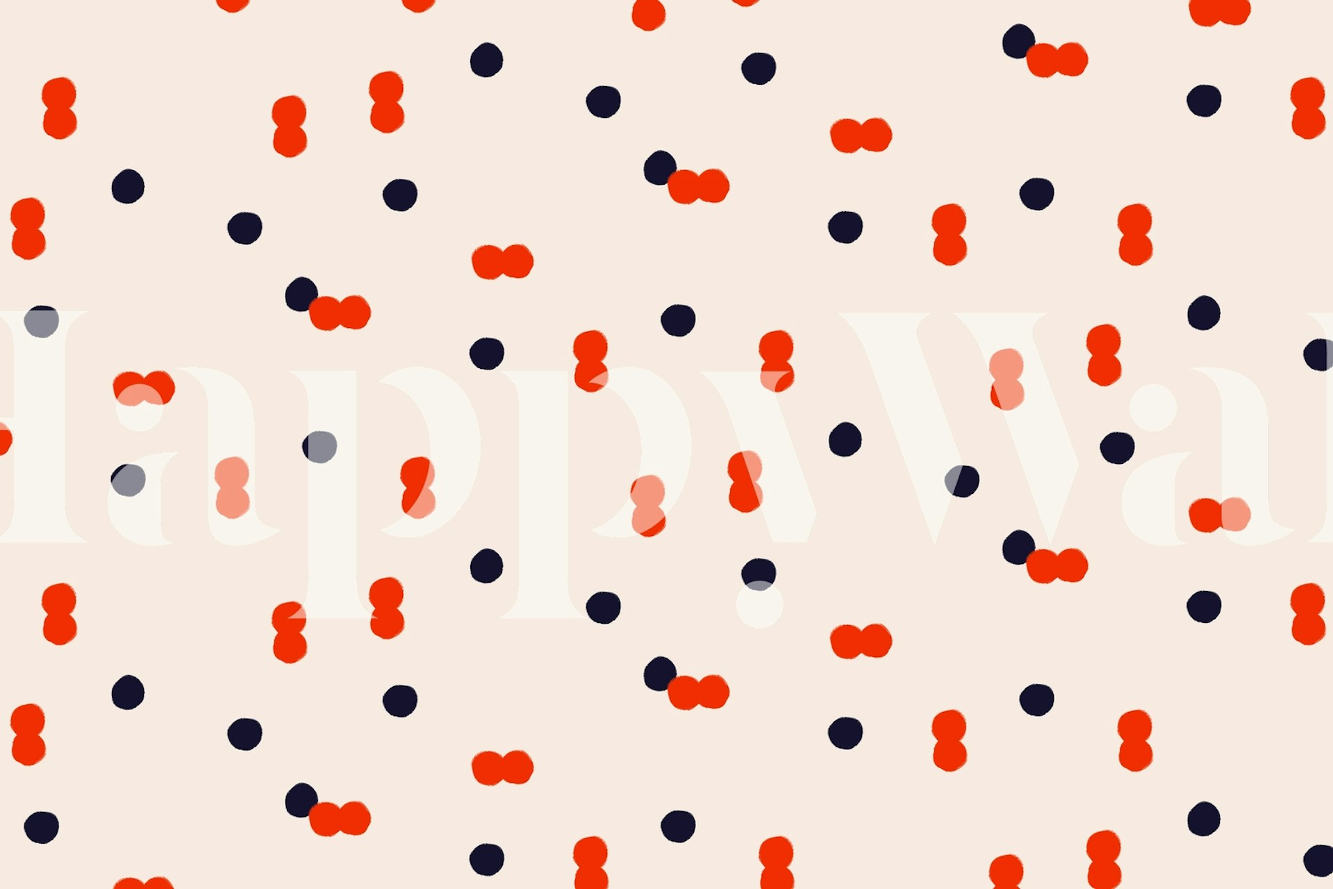 Colorful dots in red and black on beige background wallpaper