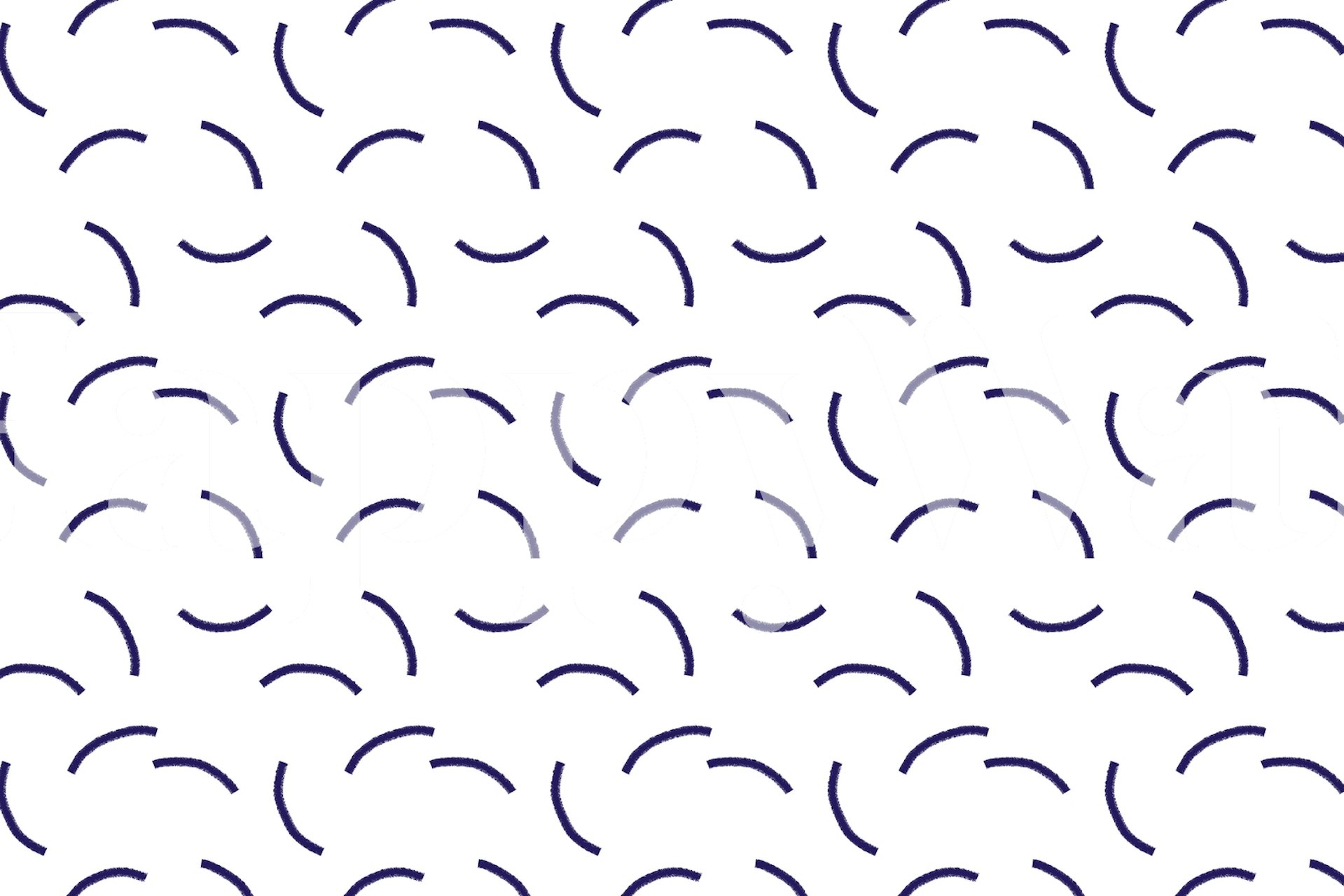 Geometric arches pattern in navy blue on white wallpaper