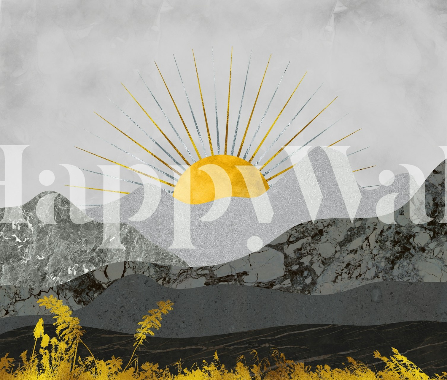 Abstract Stone Mountains wallpaper in a room