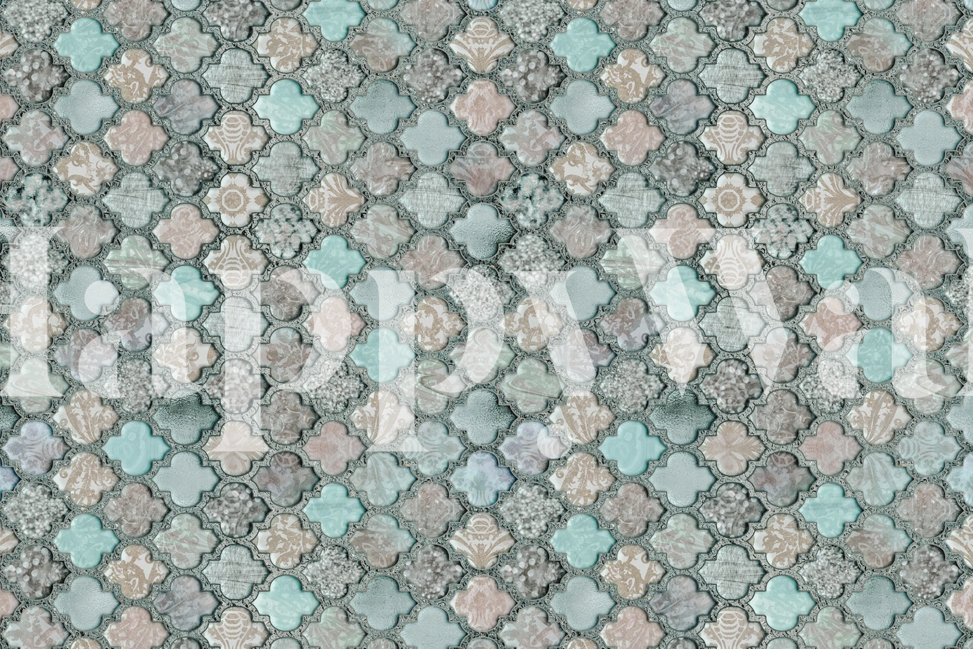 Vintage Moroccan Tiles Teal tapetdesign