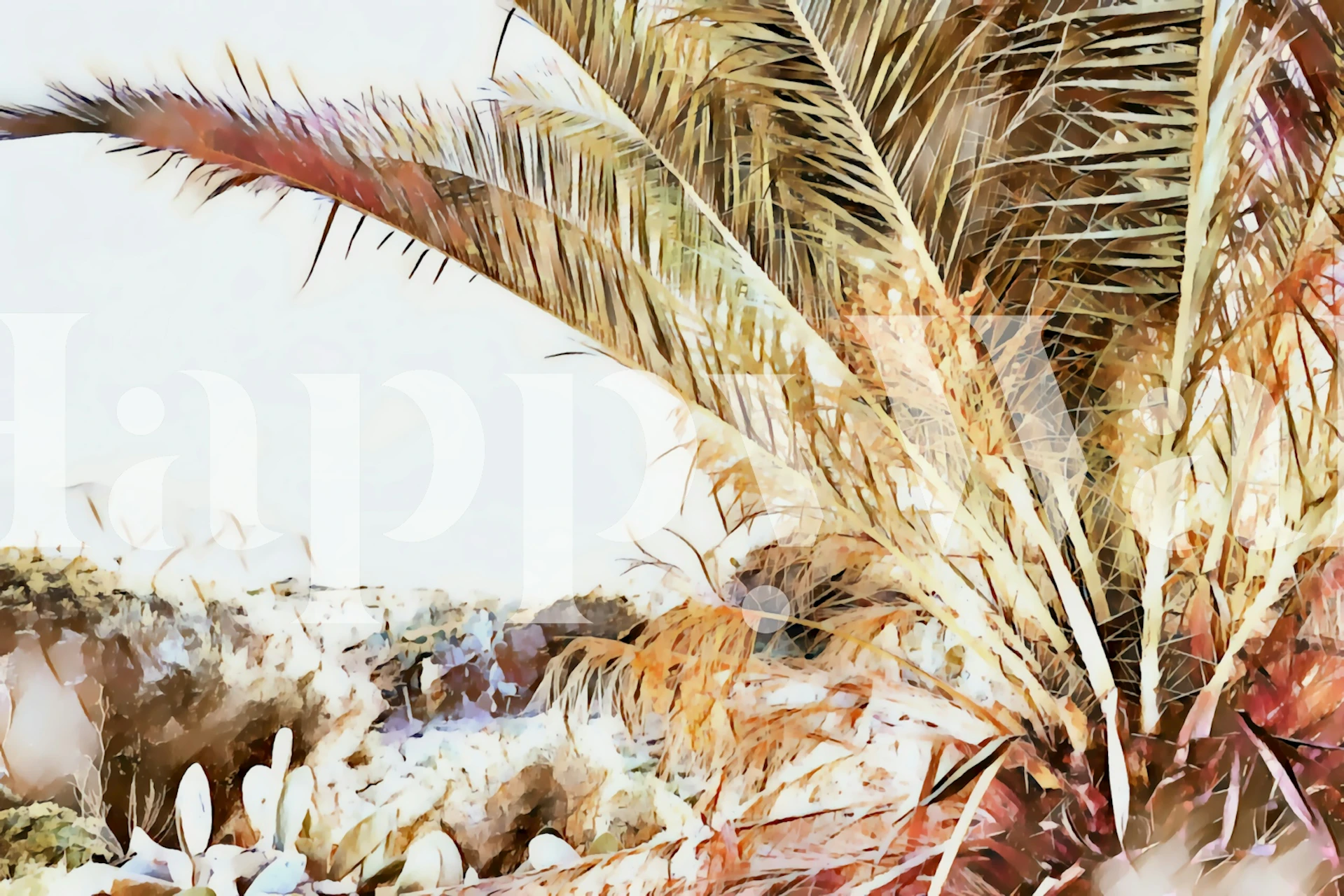 Tropical Summer Palm wallpaper in room