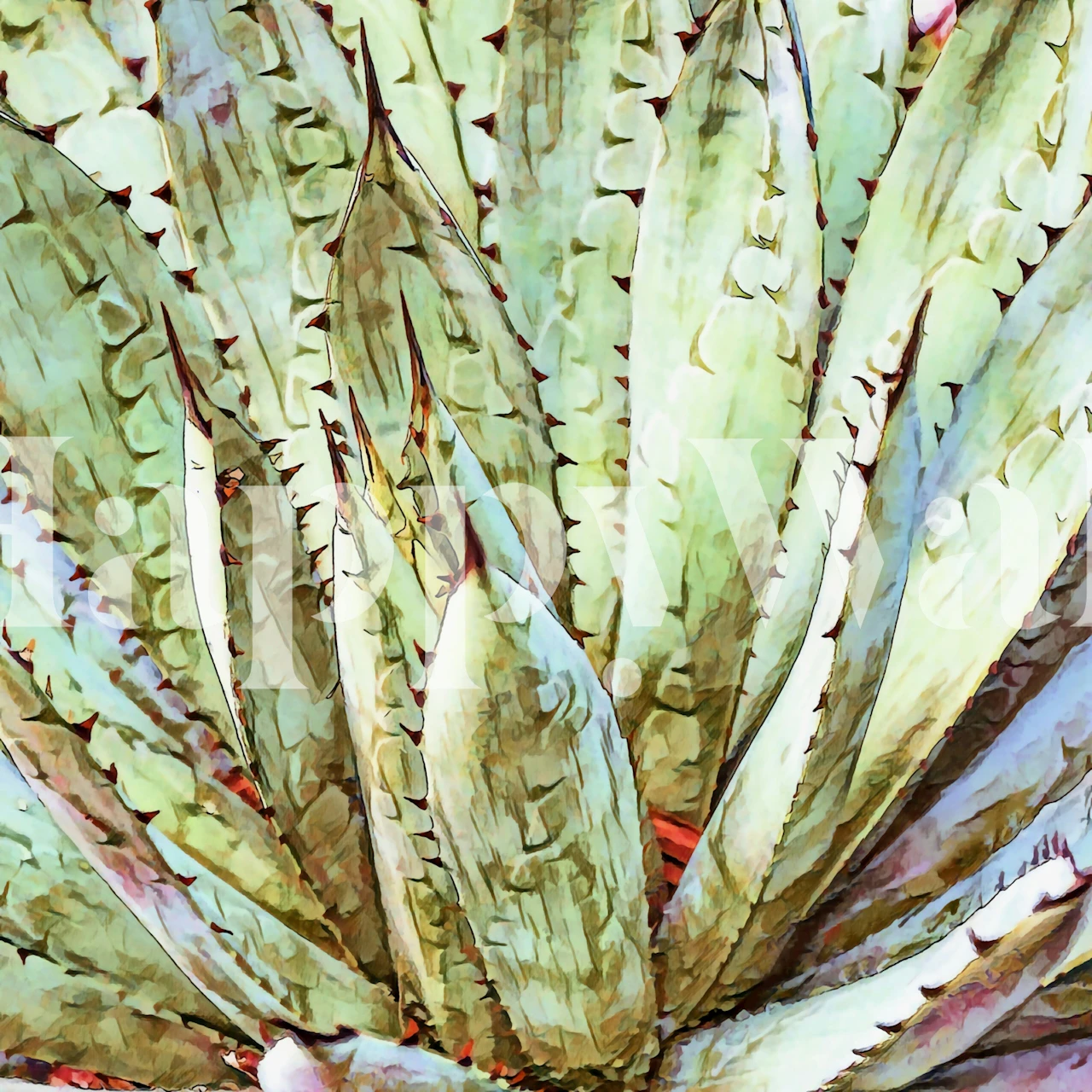 Soft Green Agave wallpaper displayed in a room