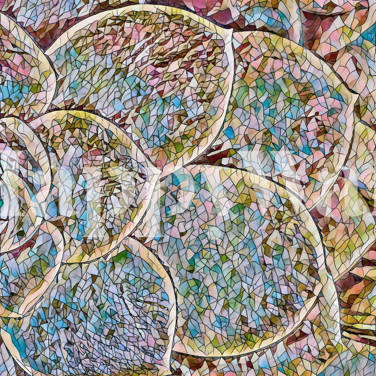 Succulent Mosaic Tapete in einem Raum angezeigt