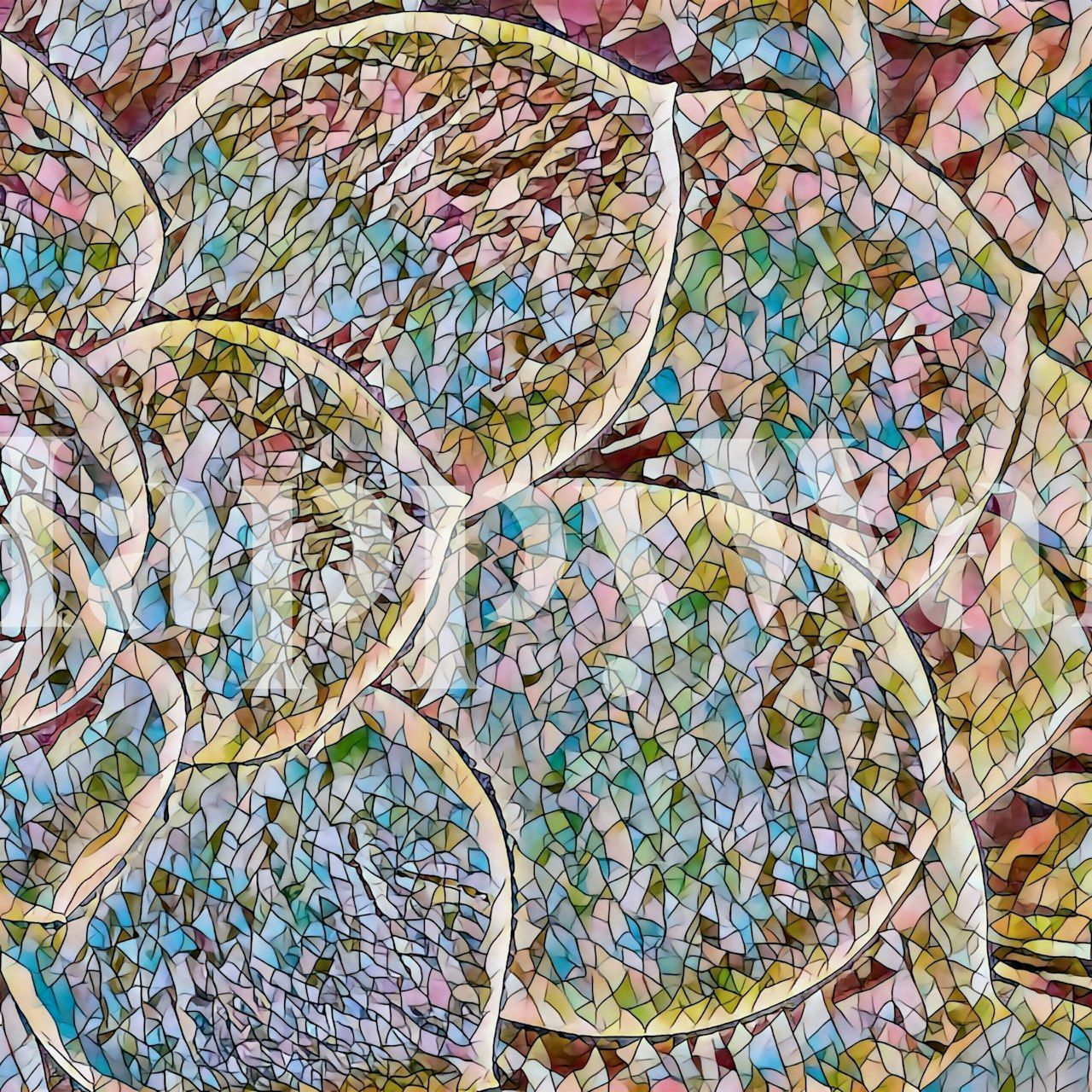 Succulent Mosaic wallpaper displayed in a room