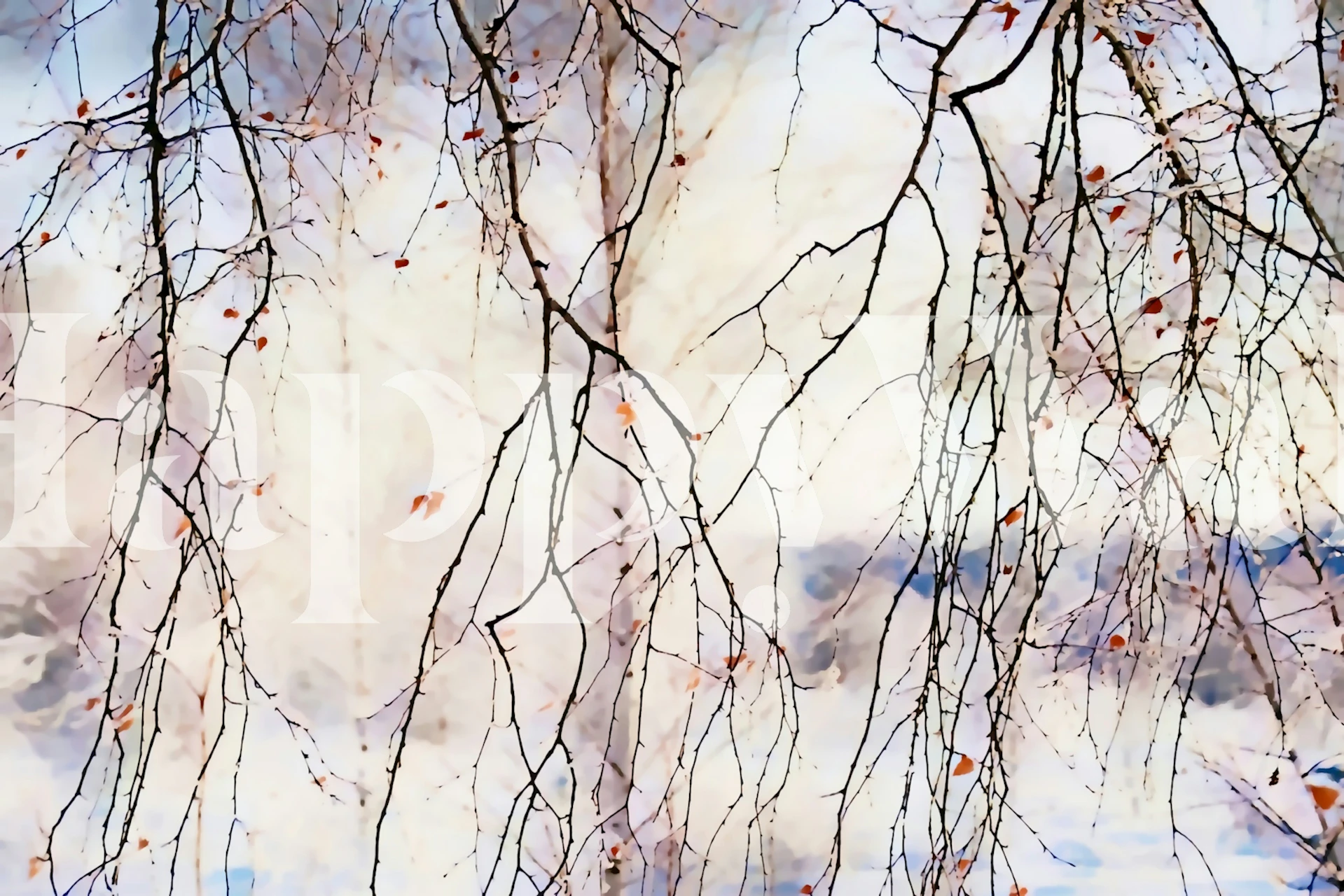 Birch tree branches with light colors and soft outlines wallpaper