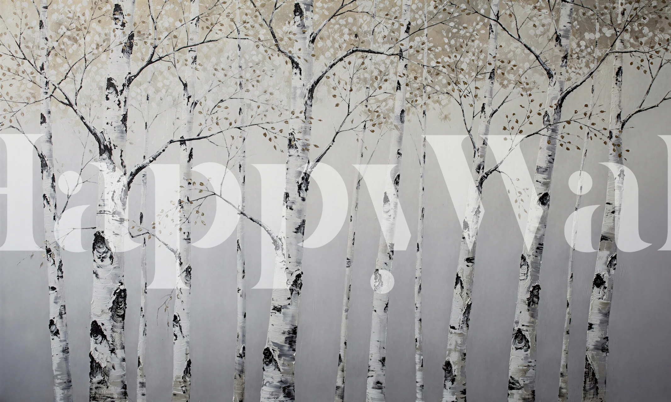 Black and white birch trees pattern wallpaper