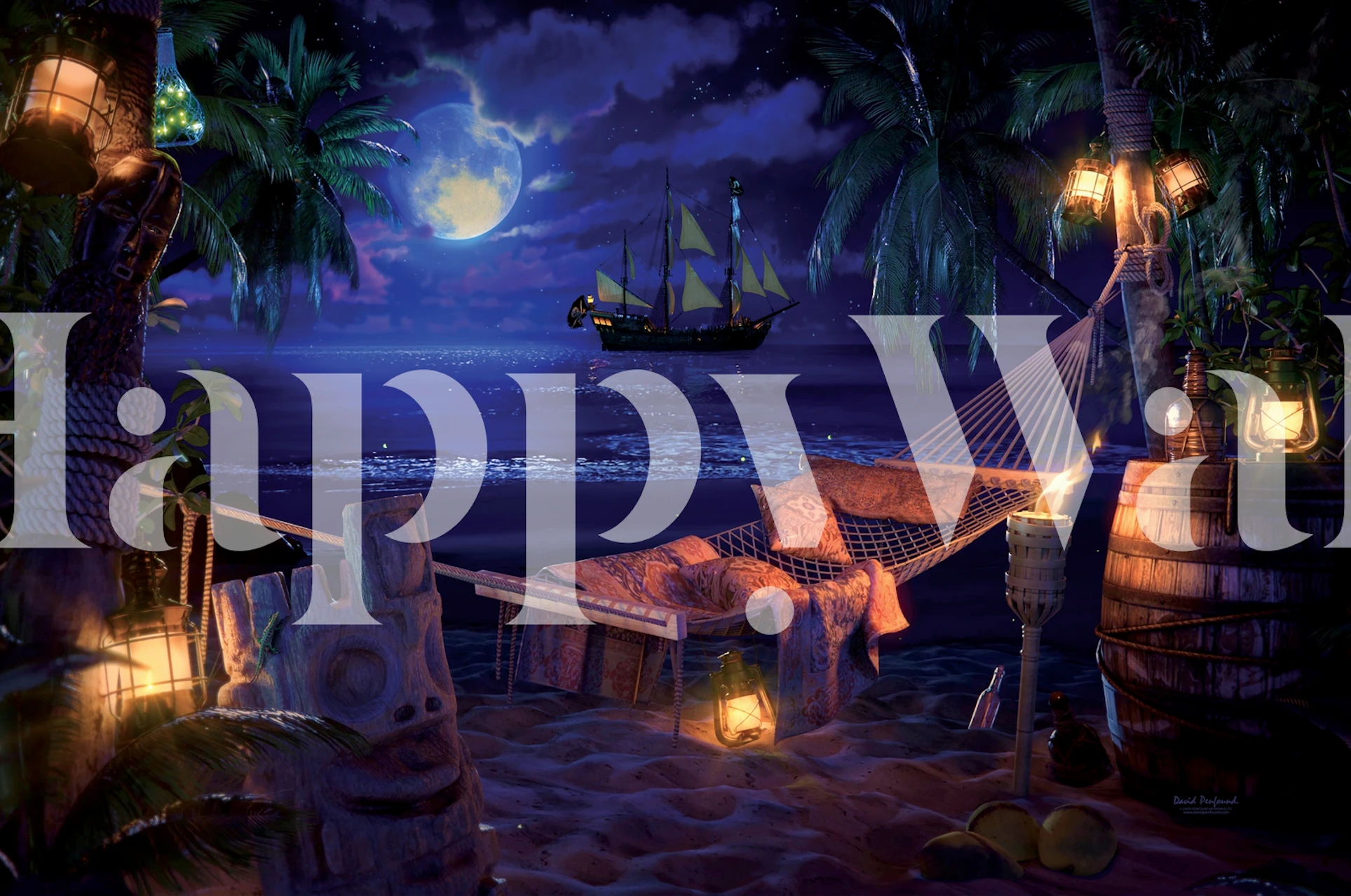 Tapeta Tropical Beach Hideaway u sobi