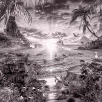 Mystical Bay Black and White carta da parati