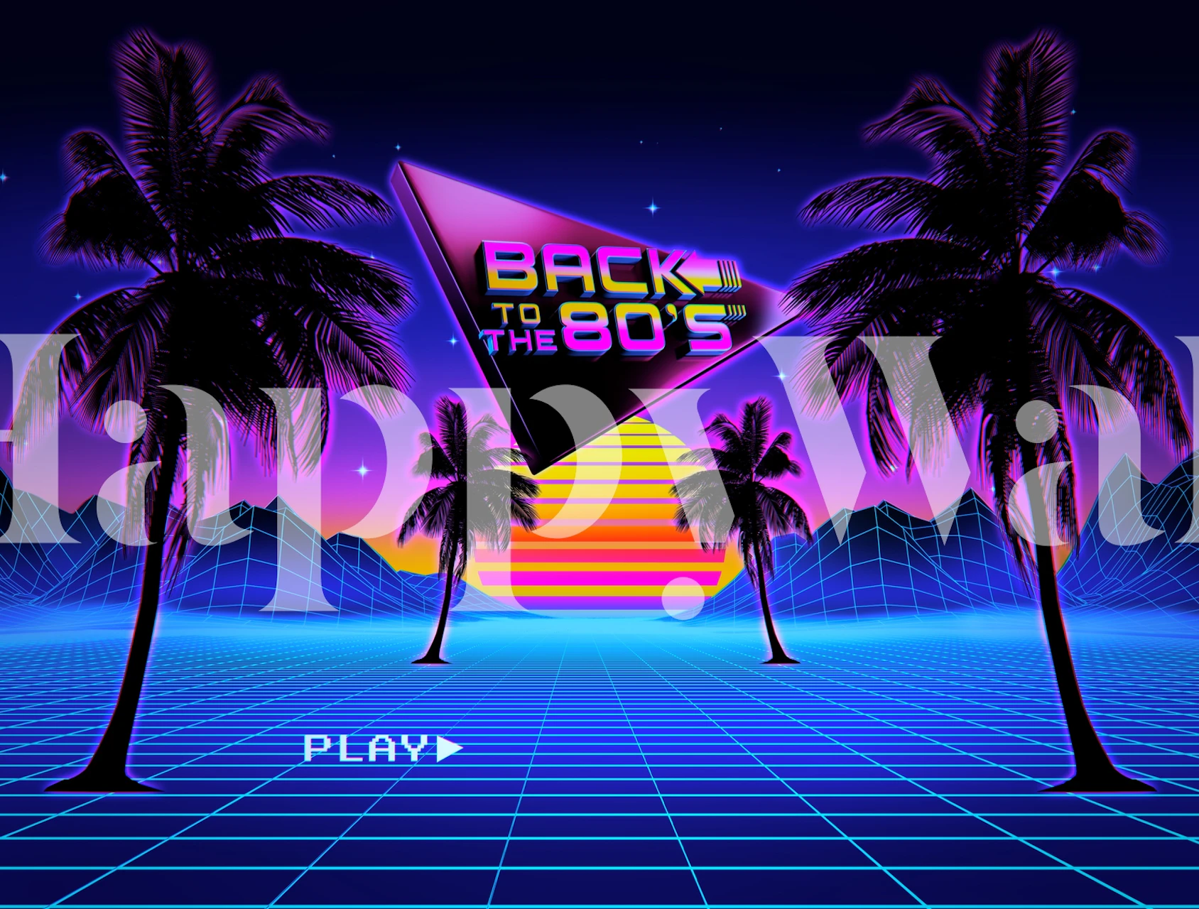 Papel pintado retro de los 80 en una habitación