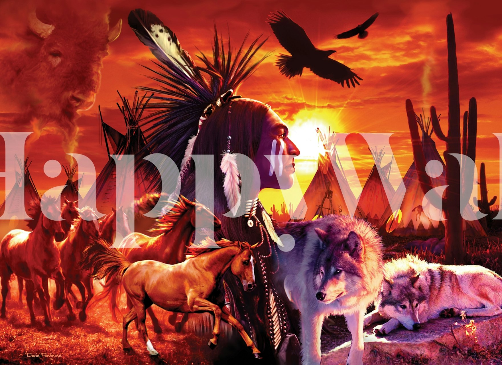 Indian Brave Tapete in einem Raum