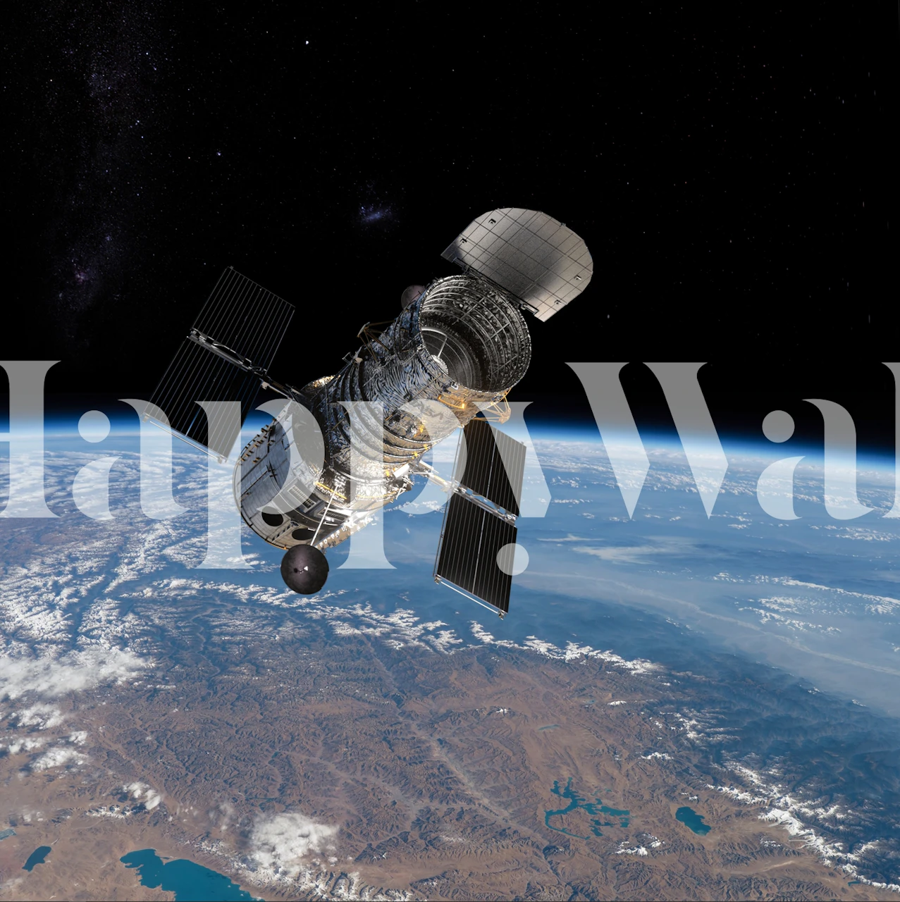 Hubble telescope in space over Earth wallpaper