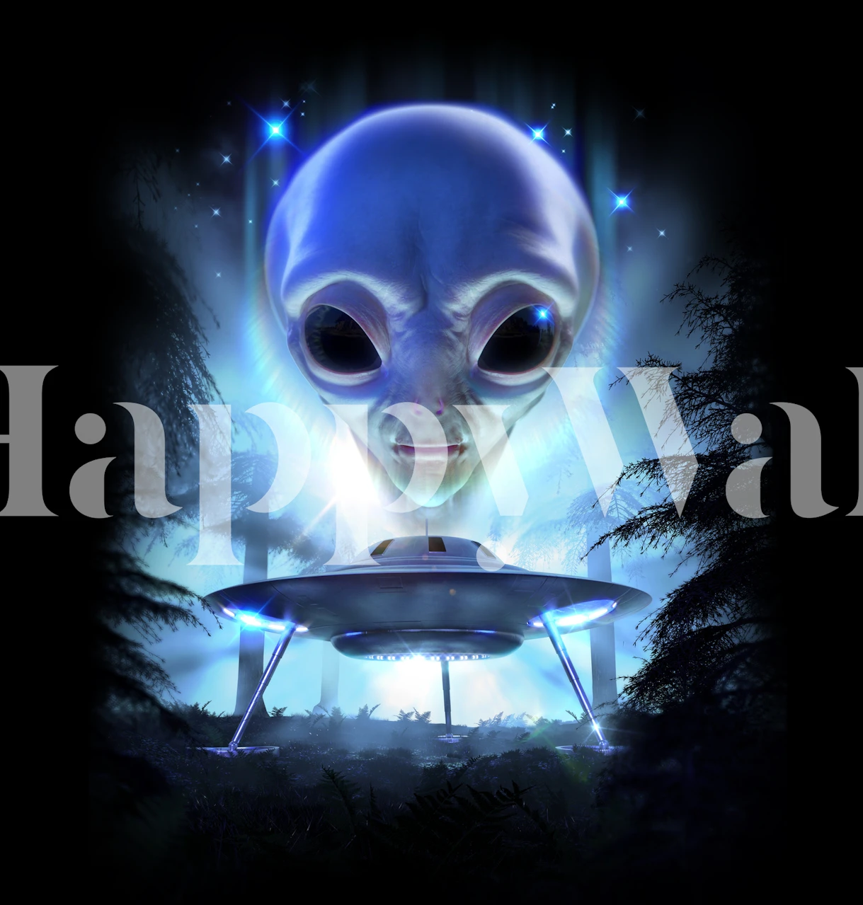 The Arrival wallpaper displayed in a room