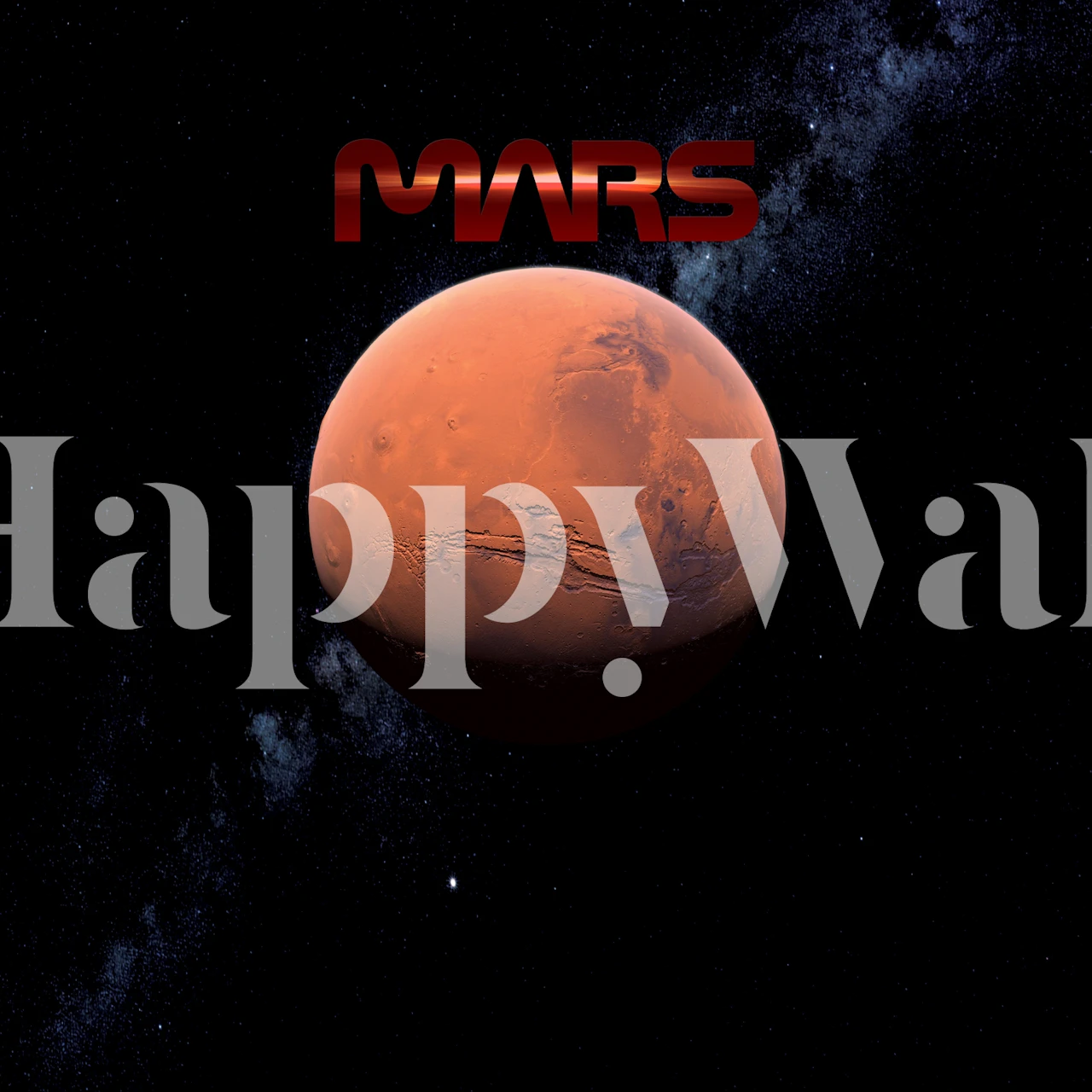 Mars planet in deep red with cosmic background wallpaper