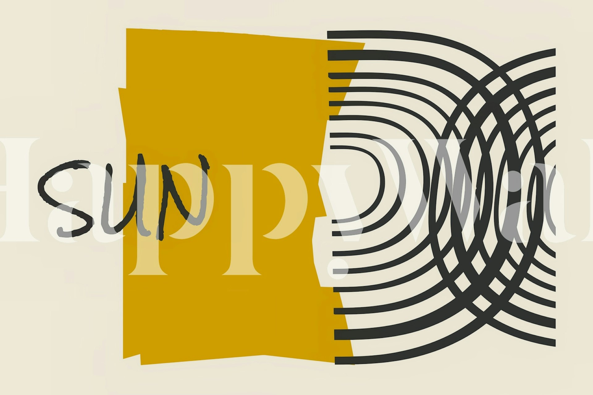 Αφηρημένη τοιχογραφία Sun Graffiti με έντονα γράμματα και χρώματα σε αντίθεση