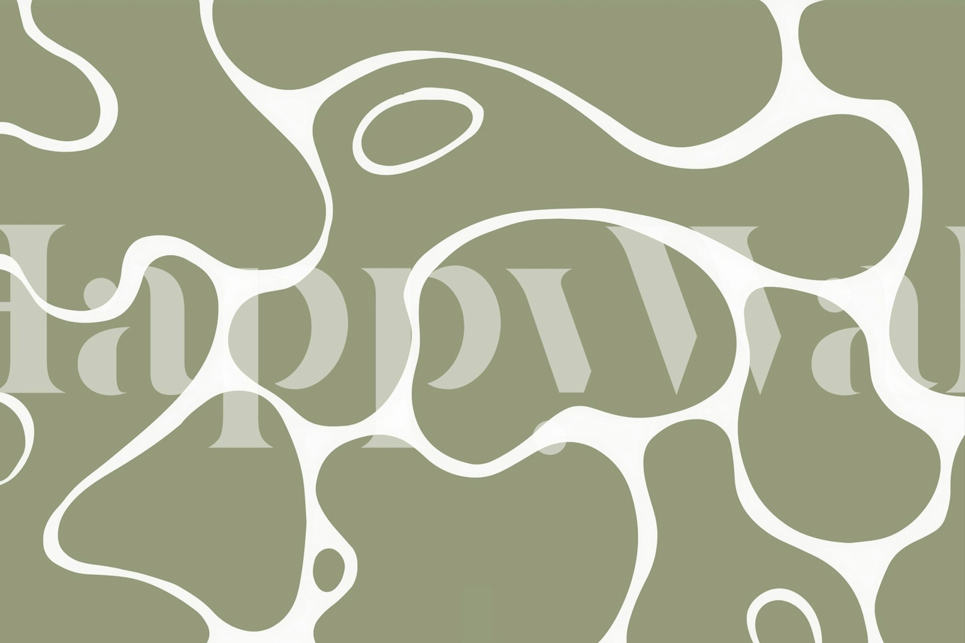 Abstract green shapes with white outlines wallpaper