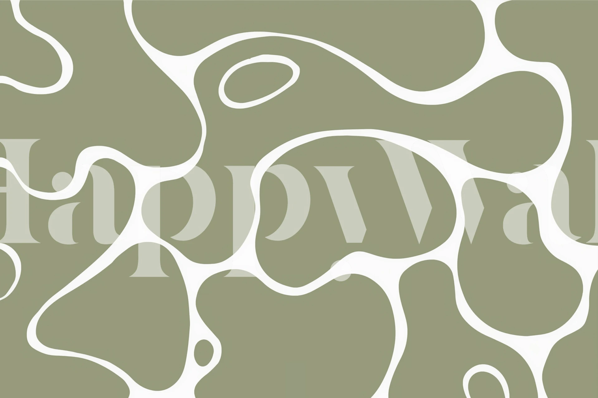 Abstract green shapes with white outlines wallpaper