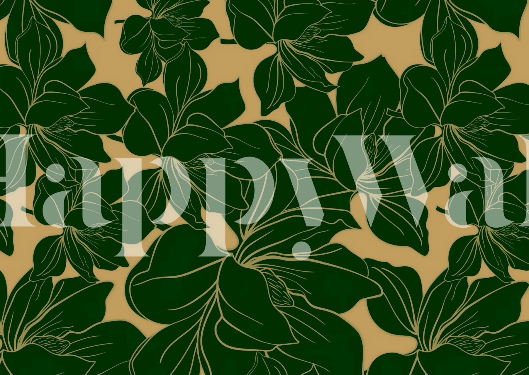 Flowers on gold wallpaper design