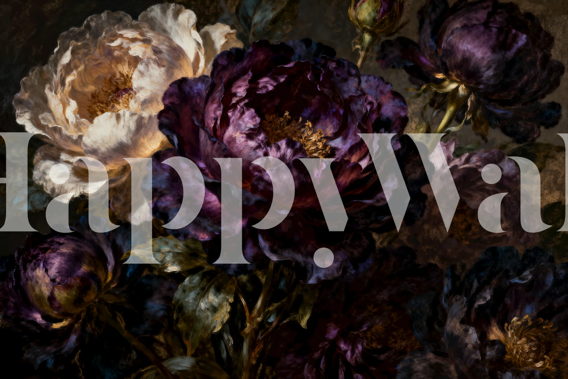 Colorful flower arrangement wallpaper in a room