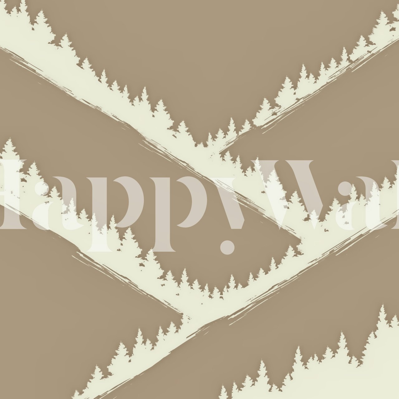 Carta da parati astratta con foresta e catena montuosa dai toni della terra