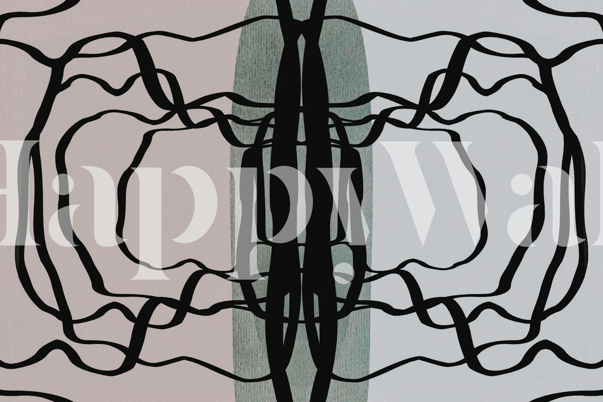 Apstraktni mural oceanskih valova u minimalističkom stilu s mekom paletom boja