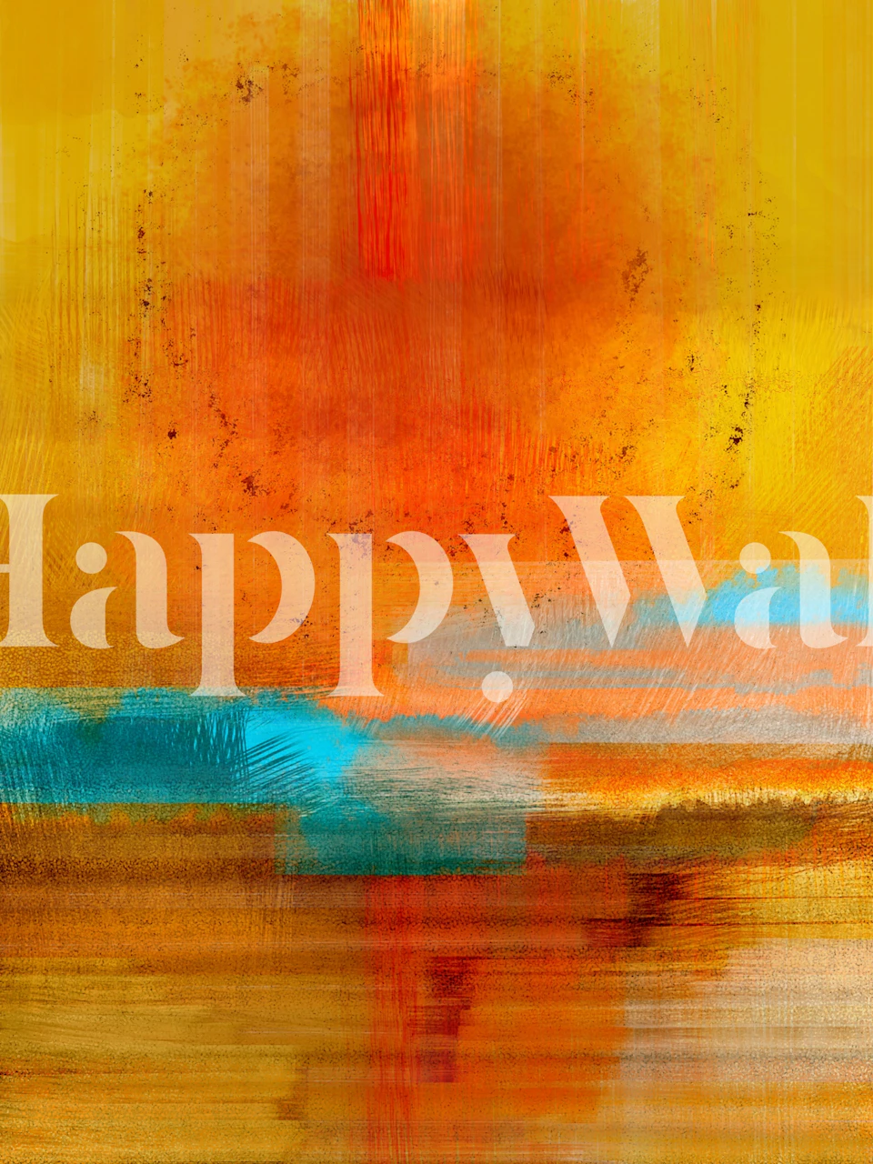 Colorful sunshine-inspired wallpaper in a room