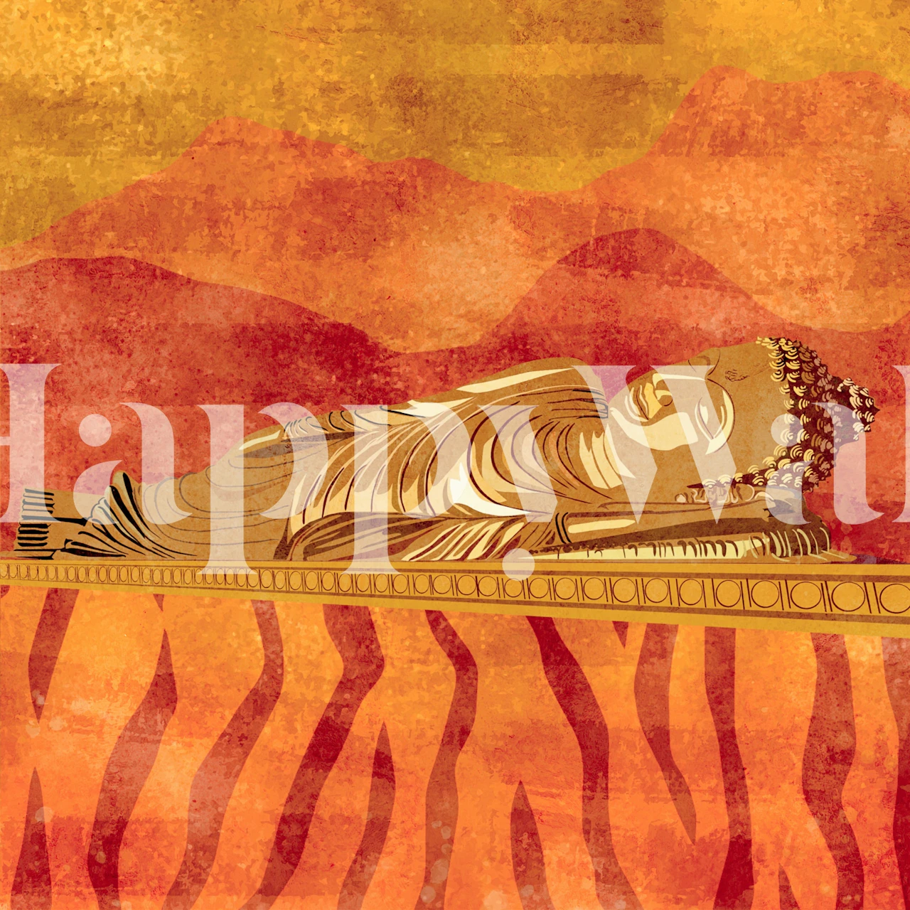 Sleeping Buddha wallpaper in a room