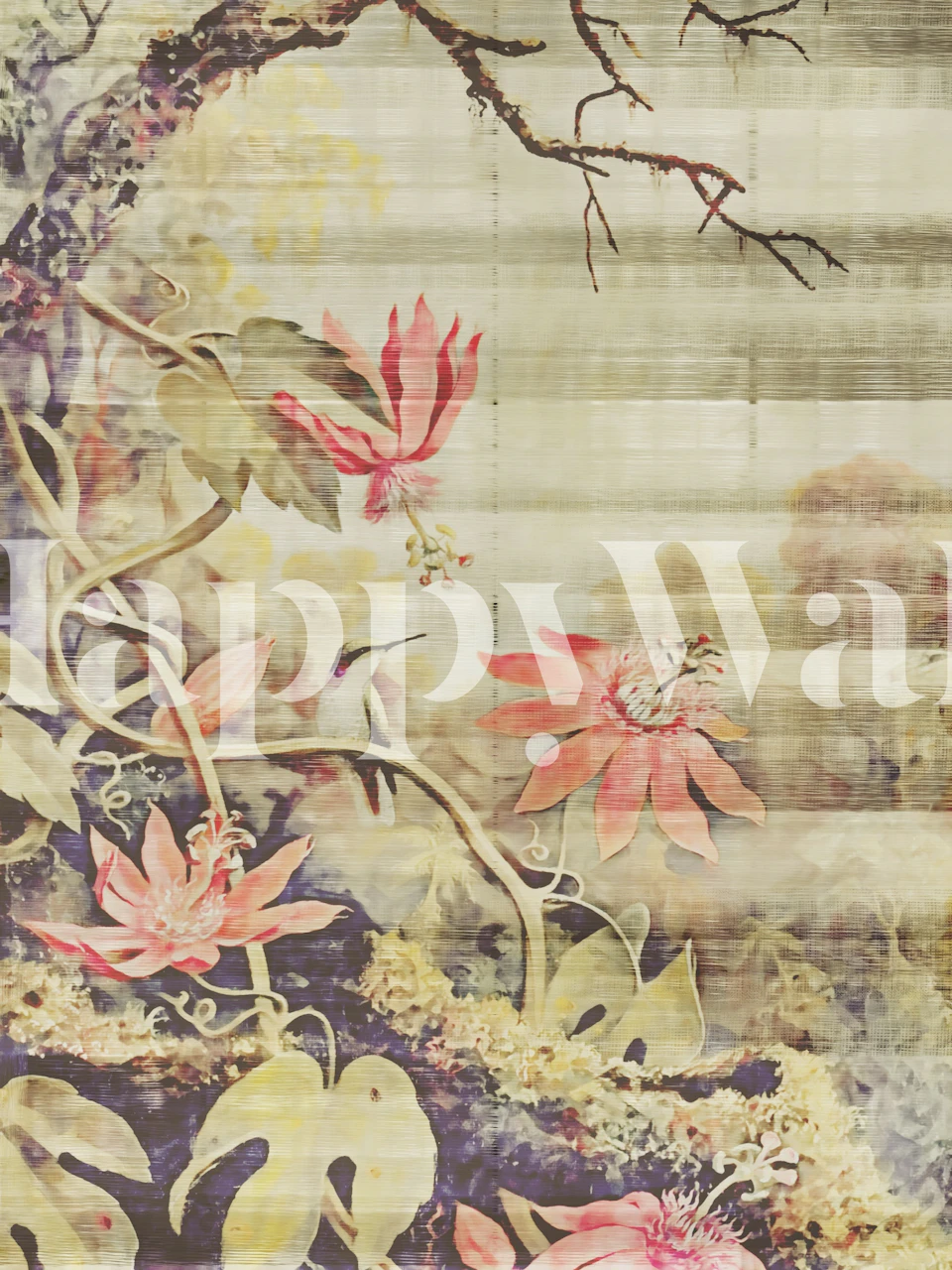 Tropics on Hand Drawn Silk tapet i et rum