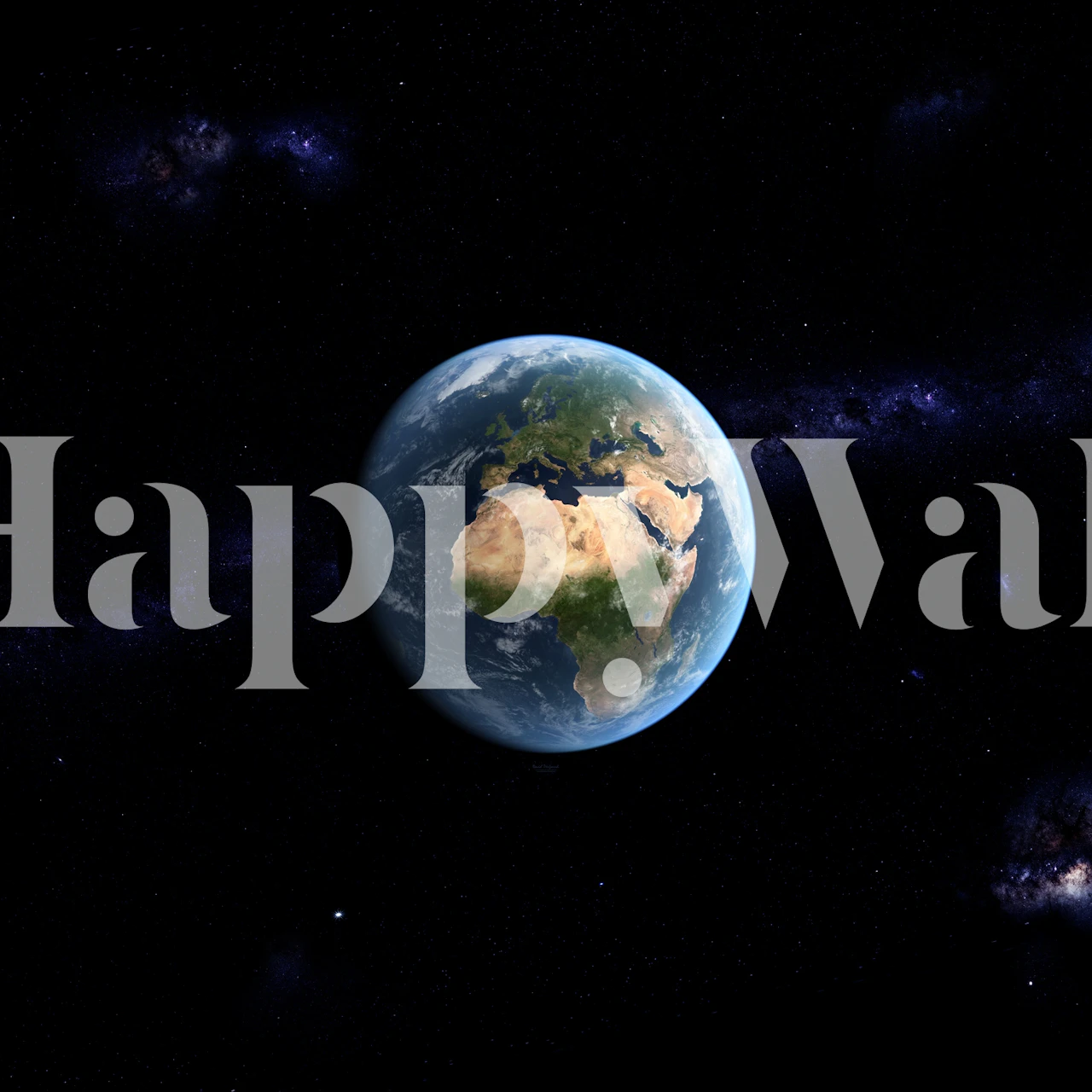 Earth wall mural in blue and green tones on a black background wallpaper