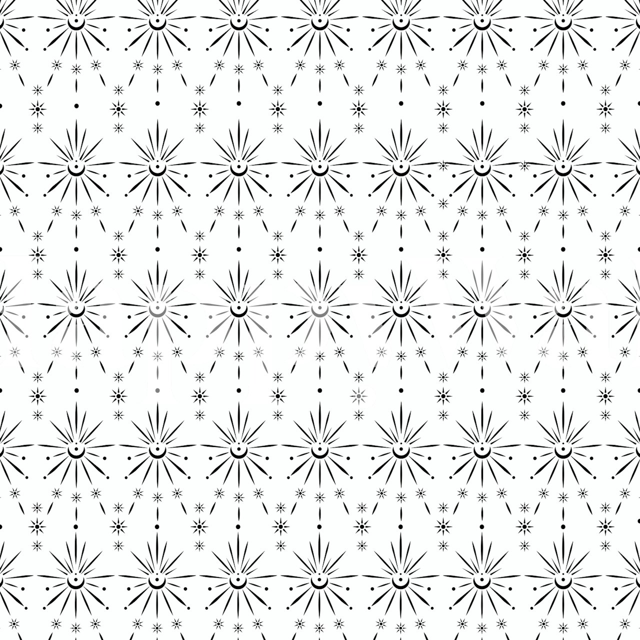 Tyylikäs geometrinen tähtikuvioinen seinämaalaus yksivärisessä paletissa