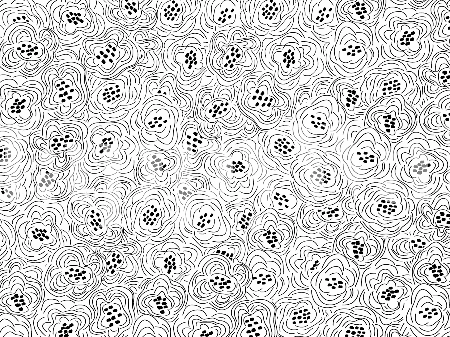 Minimal Poppy Flowers BW wallpaper displayed in a room