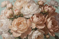 Fresh Peonies on Teal tapeta