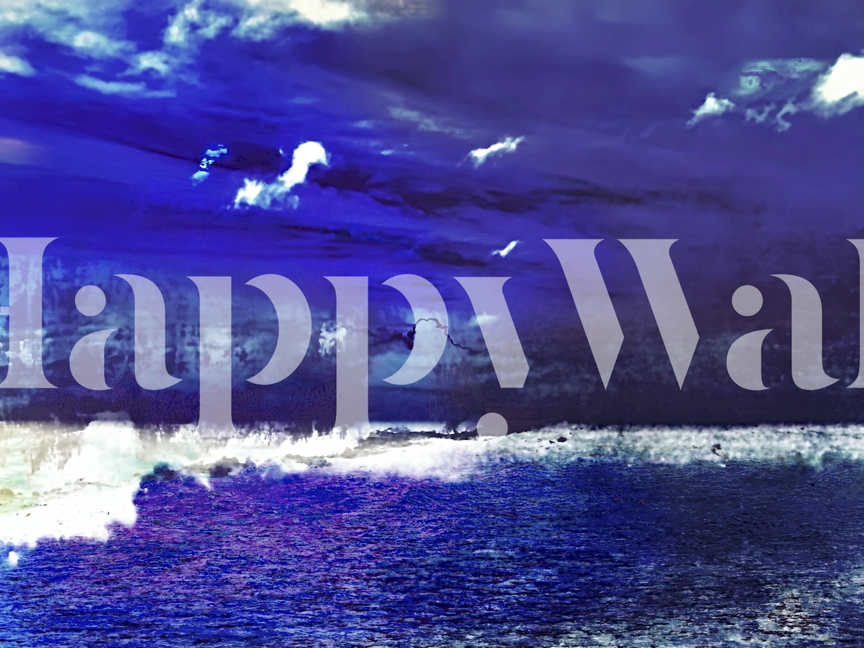 Cobalt Ocean papel pintado exhibido en una habitación