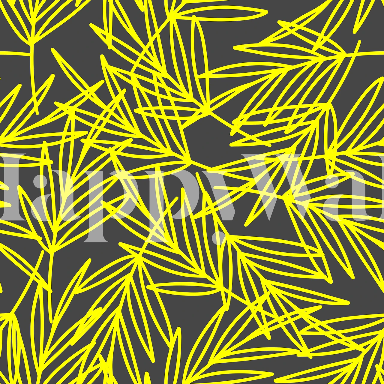 Leaves in Gray and Yellow tapetdesign