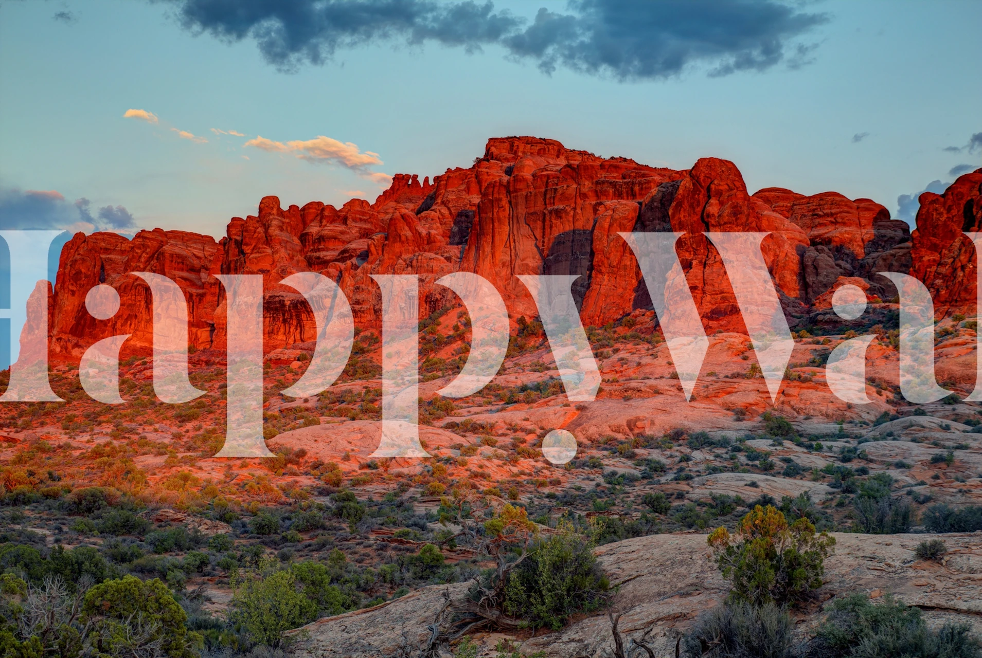 Wallpaper featuring a stunning sunset over Utah rocks