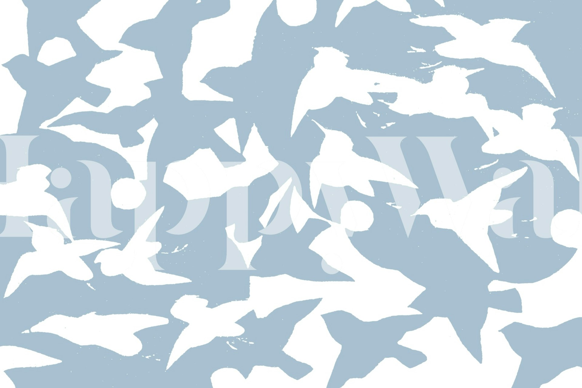 Scandi Blue Birds Wallpaper i en rumindretning