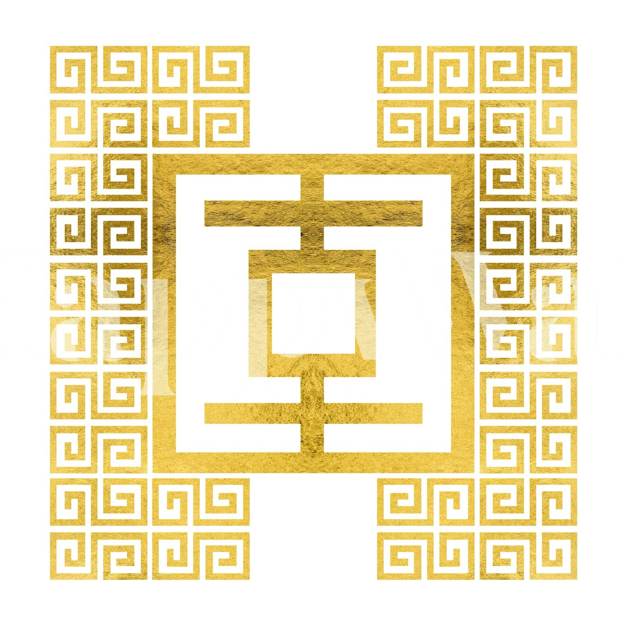 Geometric gold pattern on white wallpaper