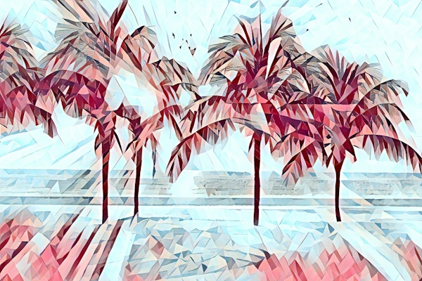 Pink Blue Palms Wallpaper