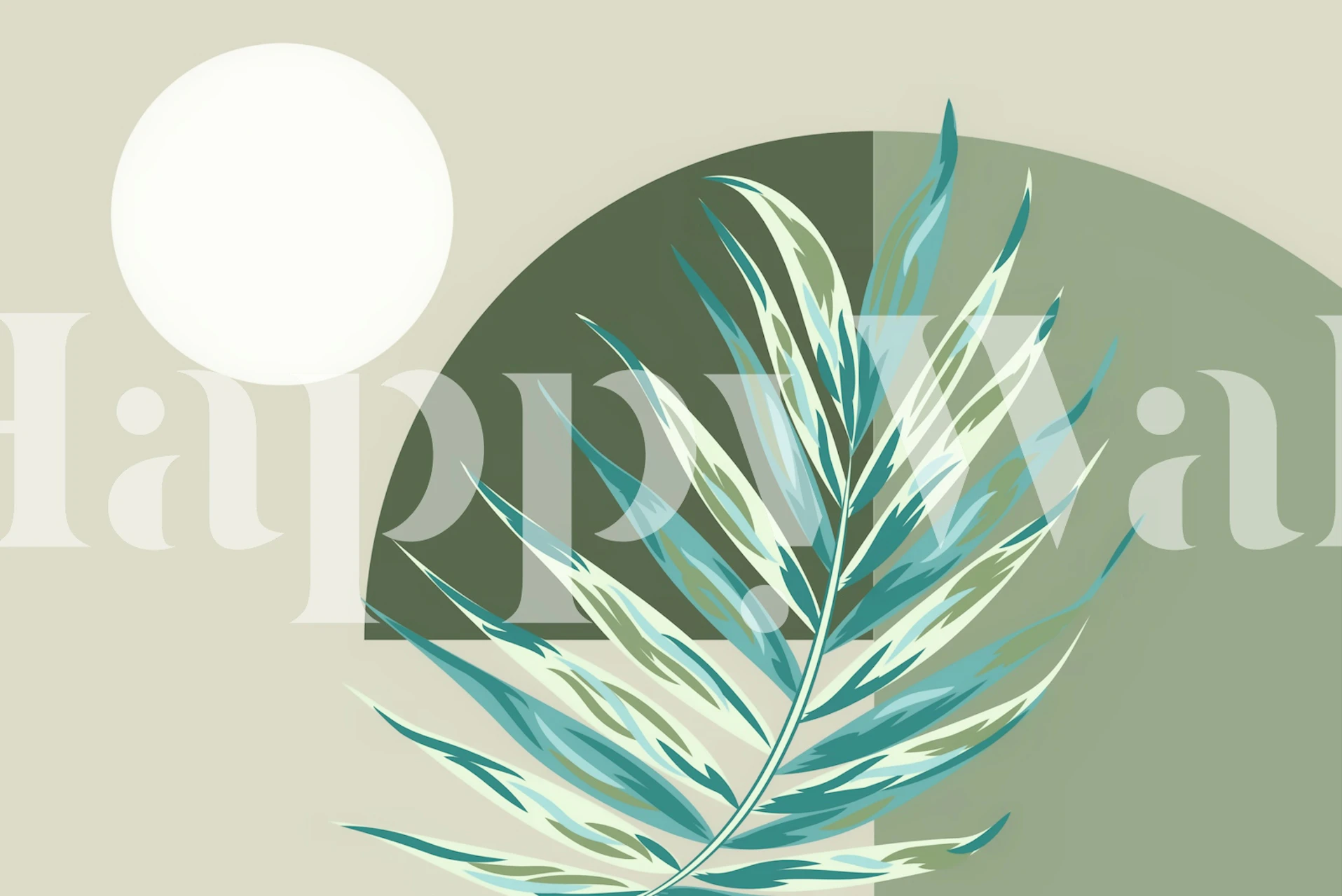 Moon and palm wallpaper esillä huoneessa