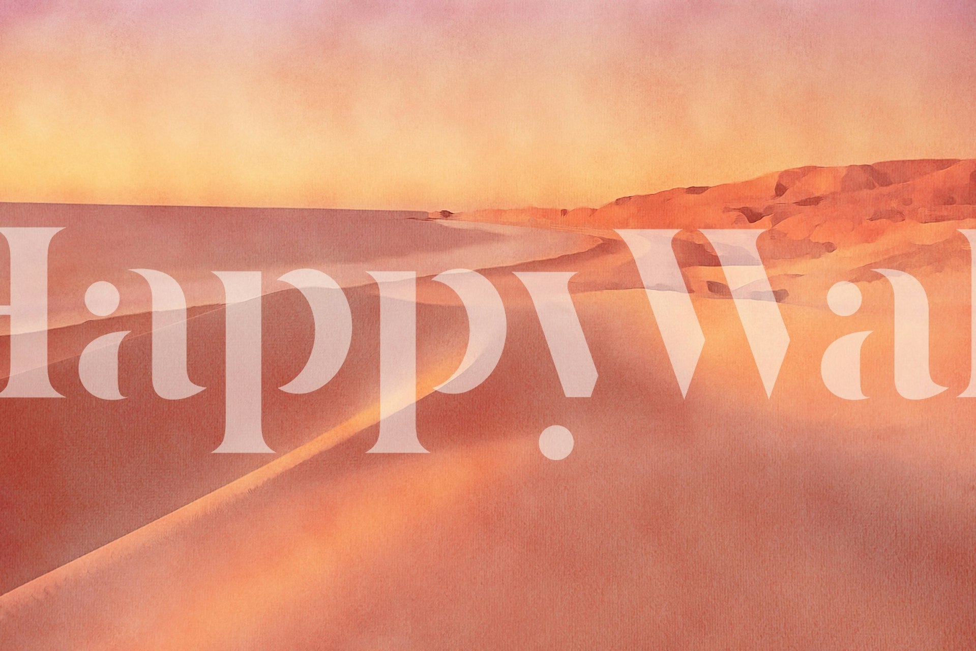 Soft pink and orange hues of a tranquil desert landscape wall mural