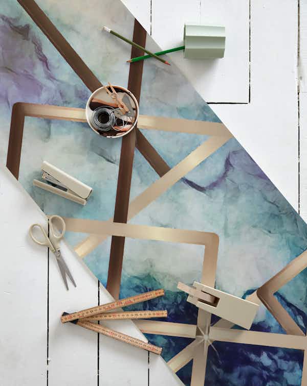 Soft Pink Marble & Golden Geo Wallpaper Happywall