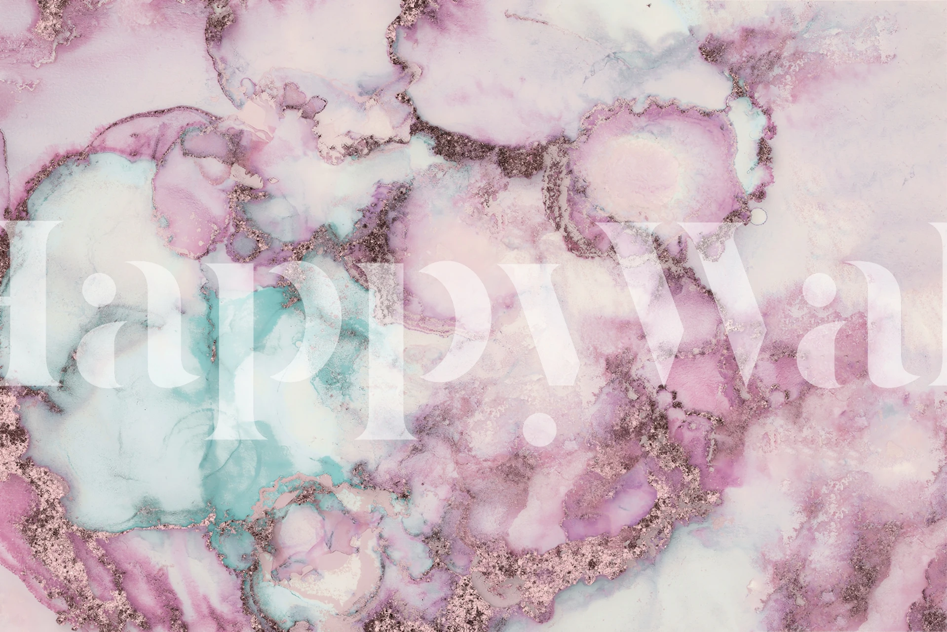 Alcohol Ink Art Teal Vaaleanpunainen seinämaalaus abstrakteilla pyörteillä