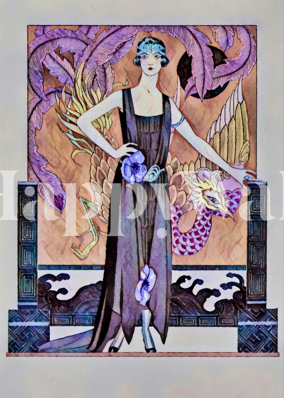 Vintage Art Deco Bright Luxe wallpaper in a room