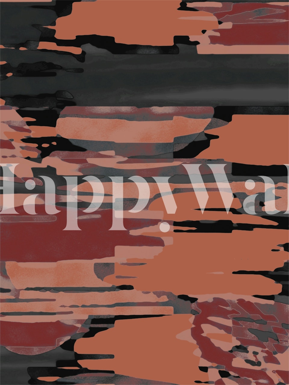 Earthy abstract shapes in black, brown, and terracotta wallpaper