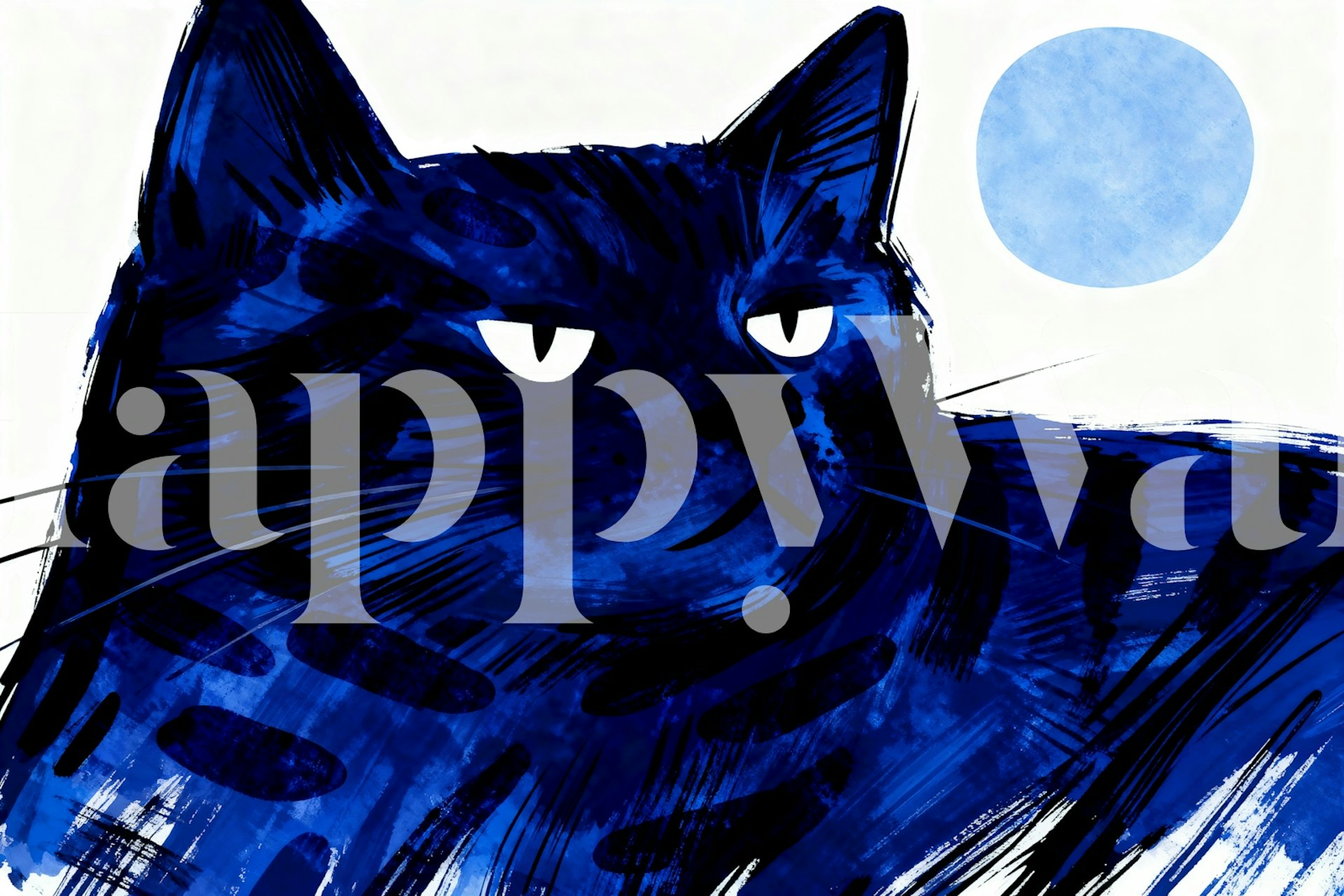 Moon Cat Minimalism wallpaper in a room