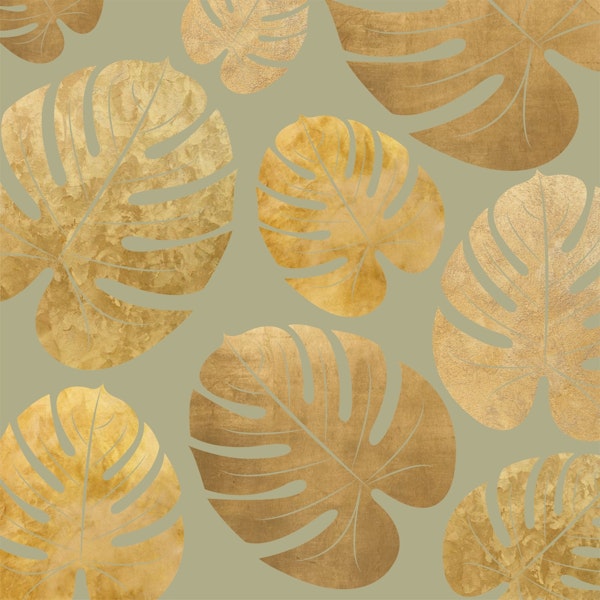 Moss Green Metal Palm Leaves